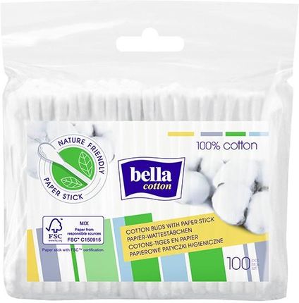 Bella Patyczki higieniczne Bella Cotton papierowe 100szt Folia  