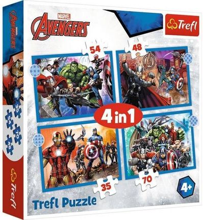 Trefl Puzzle 4w1 Odważni Avengersi 34386