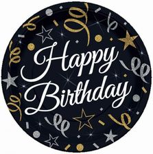 Zdjęcie Godan Talerzyki Urodzinowe Happy Birthday Czarne 18Cm 8Szt - Bydgoszcz