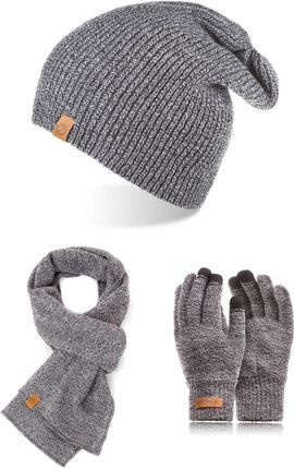 Stylowy zestaw 3w1 męski na zimę czapka szalik rękawiczki