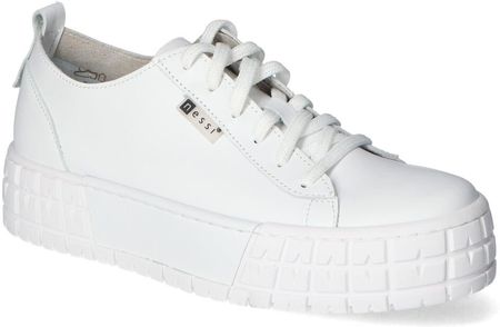 Białe Sneakersy Nessi na wysokiej platformie Nessi 21073 Biały+Biały