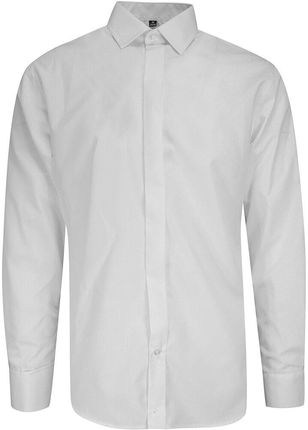 Koszula Wizytowa Biała Elegancka na Spinki, z Plisą, z Długim Rękawem, Bawełniana -Victorio KSDWVCTO505SL