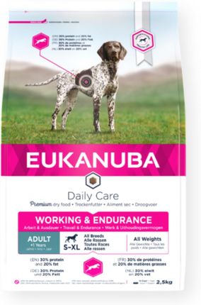 Eukanuba Daily Care Working & Endurance dla dorosłych psów aktywnych i pracujących oraz dla suk karmiących 2,5kg