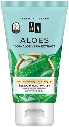 AA Aloes 100% aloe vera extract żel do mycia twarzy regenerująco - kojący 150 ml