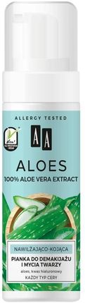 AA Aloes 100% aloe vera extract pianka do demakijażu i mycia twarzy nawilżająco - kojąca 150 ml