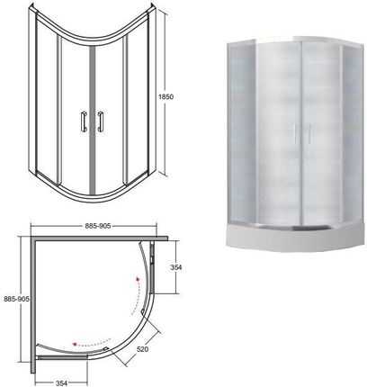 Besco Modern 90x90x185cm Szkło Mrożone (MP90185M) - zdjęcie 4