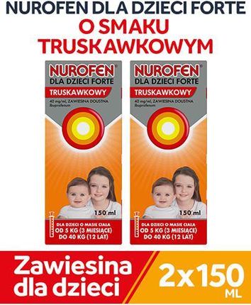 NUROFEN FORTE SYROP DLA DZIECI truskawkowy 40 mg/ml - 2 x 150 ml