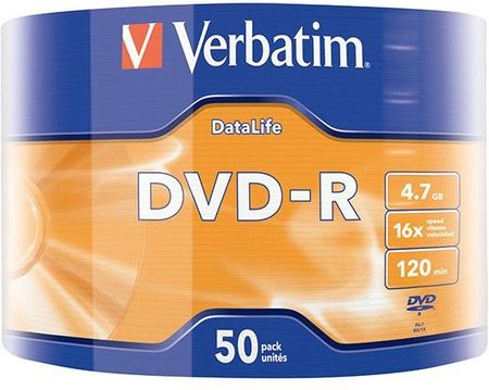 Verbatim Dvd-R, 43791, Datalife, 50-Pack, 4.7Gb, 16X, 12Cm, Matt Silver, Wrap, Do Archiwizacji Danych 43791