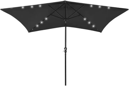 Parasol Z Lampkami Led Na Stalowym Słupku Czarny 2X3m