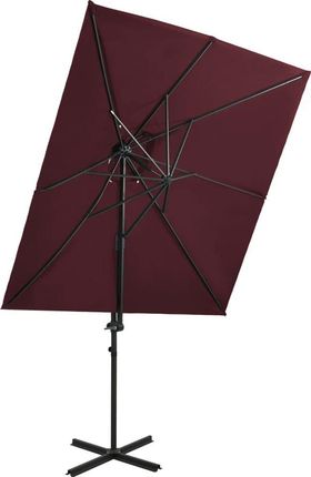 Vidaxl Parasol Wiszący Z Podwójną Czaszą Bordowy 250X250cm