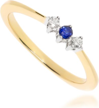 Intergold Złoty pierścionek zaręczynowy diament i szafir 585 12 1.850 gr (P7023)