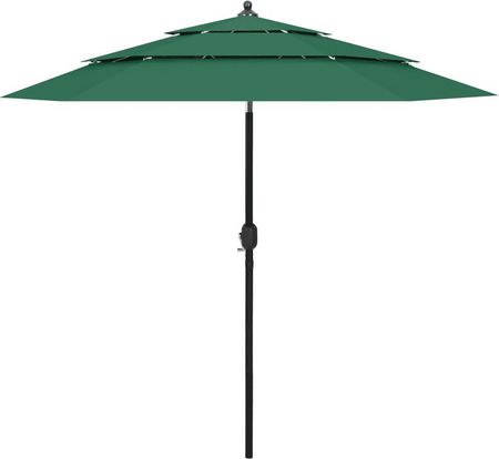 3-Poziomowy Parasol Na Aluminiowym Słupku Zielony 2,5m