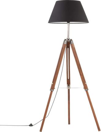 VidaXL Lampa podłogowa na trójnogu, brązowo-czarna, tek, 141 cm