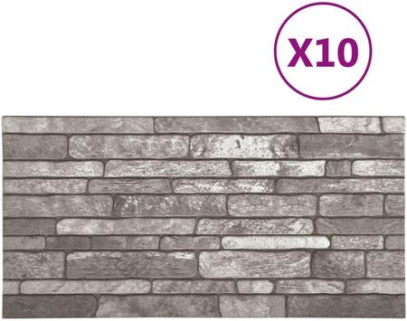 vidaXL Panele Ścienne 3D, Wzór Ciemnoszarej Cegły, 10 Szt., Eps 149584
