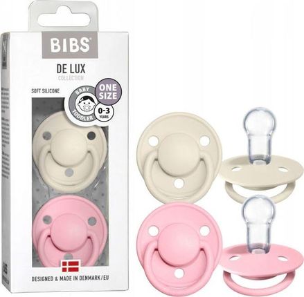 Bibs De Lux Smoczek Uspokajający Silikonowy 2Pak Ivory Baby Pink 0-36M 5200597