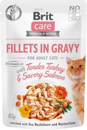 Brit Care Cat Pouches Fillets In Gravy With Tender Turkey& Savory Salmon 6X85G