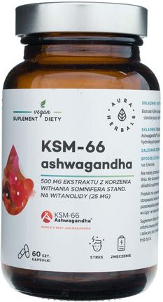 Aura Herbals Ashwagandha Ksm-66 Korzeń 500 Mg 60 Kaps