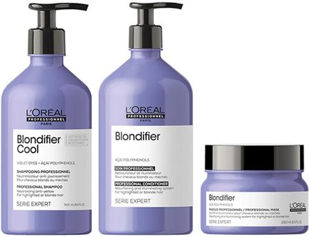L'Oreal Professionnel Blondifier Zestaw pielęgnacyjny do włosów blond: szampon 500ml + odżywka 500ml + maska 250ml
