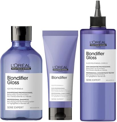 L'Oreal Professionnel Blondifier Zestaw pielęgnacyjny do włosów blond: szampon 300ml + odżywka 200ml + koncentrat wzmacniający 400ml