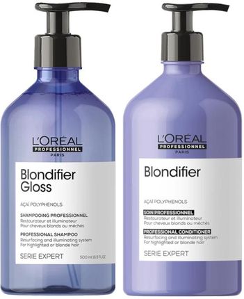 L'Oreal Professionnel Blondifier Gloss Zestaw pielęgnacyjny do włosów blond: szampon 500ml + odżywka 500ml