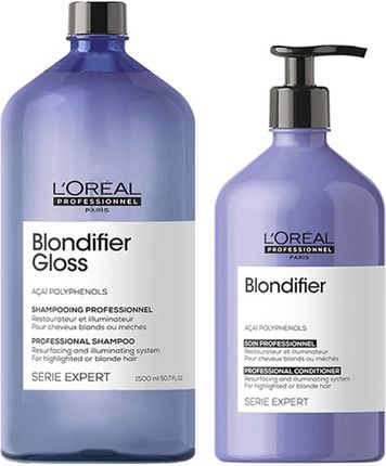 L'Oreal Blondifier Gloss Zestaw pielęgnacyjny do włosów blond: szampon 1500ml + odżywka 750ml