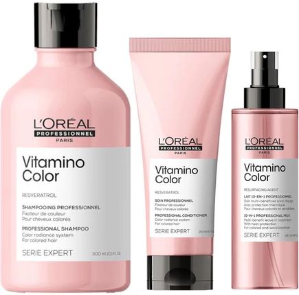 L'Oreal Professionnel Vitamino Color Zestaw do włosów farbowanych: szampon 300ml + odżywka 200ml + serum chroniące do włosów farbowanych 190ml