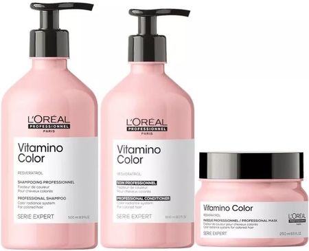 L'Oreal Professionnel Vitamino Color zestaw chroniący włosy farbowane | szampon 500ml, odżywka 500ml, maska 250ml