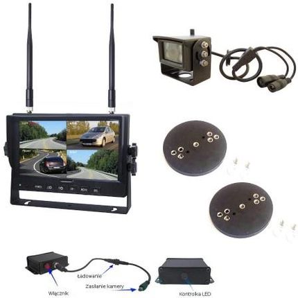 Bezprzewodowy cyfrowy zestaw do wózków widłowych kamera Expert AiR + Monitor 9" 12V/55V z DVR + batt