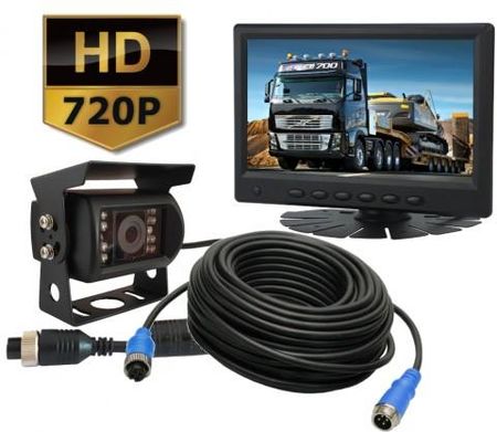 Zestaw AHD podgrzewana kamera cofania 720P + Monitor 7" 12V/24V 15m 4-PIN