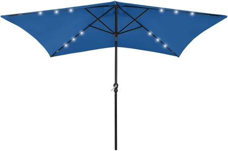 Parasol Z Lampkami LeD Na Stalowym Słupku Niebieski 2X3m