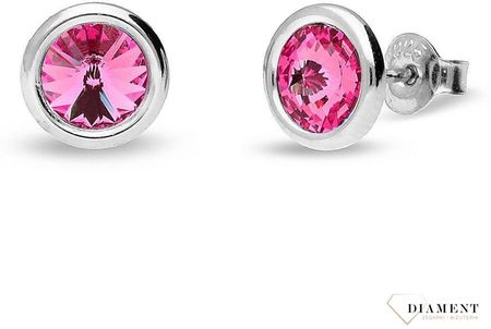 Spark Srebrne kolczyki Swarovski Urodzinowe Kamienie Pink Turmaline Okrągłe przy uchu kolor Rose KR1122SS29R