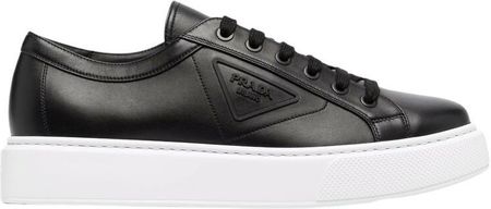 PRADA ブラック ブラック レザーx Re-Nylon ハイトップスニーカー | PRADA