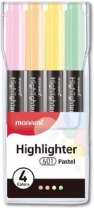 Cienki zakreślacz Highlighter 601 - zestaw 4 kolorów pastelowych Monami TARGI