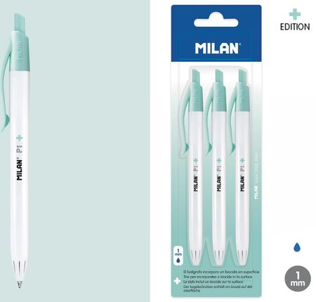 Długopis Milan P1 Antibacterial Niebieski 3szt.i Na Blistrze