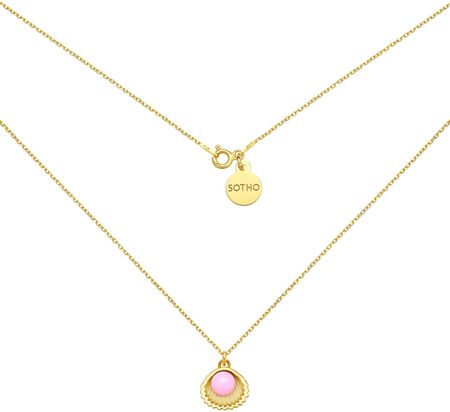 PROMOCJA ZŁOTY NASZYJNIK Z MUSZELKĄ I PERŁĄ SWAROVSKI® CRYSTAL W KOLORZE PASTEL ROSE : DŁUGOŚĆ - 60 CM