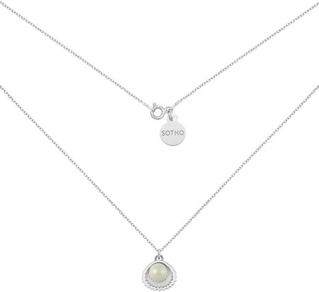PROMOCJA SREBRNY NASZYJNIK Z MUSZELKĄ I PERŁĄ SWAROVSKI® CRYSTAL W KOLORZE PASTEL GREY : DŁUGOŚĆ - 70 CM