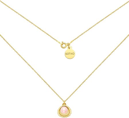 PROMOCJA ZŁOTY NASZYJNIK Z MUSZELKĄ I PERŁĄ SWAROVSKI® CRYSTAL W KOLORZE ROSALINE : DŁUGOŚĆ - 60 CM