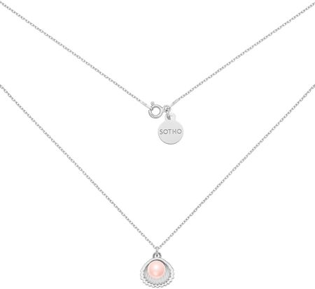 PROMOCJA SREBRNY NASZYJNIK Z MUSZELKĄ I PERŁĄ SWAROVSKI® CRYSTAL W KOLORZE ROSALINE : DŁUGOŚĆ - 60 CM