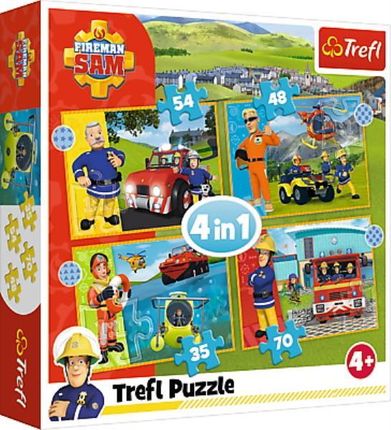 Trefl Puzzle 4W1 Odważny Strażak Sam 34387