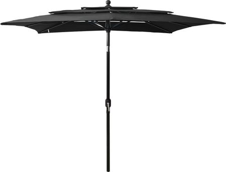 Vidaxl 3Poziomowy Parasol Na Aluminiowym Słupku Czarny 2,5X2,5M