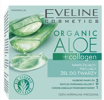 Eveline Organic Aloe + Collagen Nawilżająco-matujący żel do twarzy - 50 ml