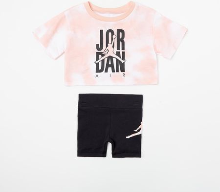 Jordan Tie-Dye T-Shirt And Bike Shorts Set (2-7Y) Black/ Peach