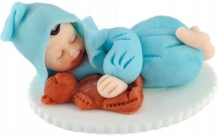 Hokus Figurka Na Tort Bobas Z Misiem Chrzest Niebieski