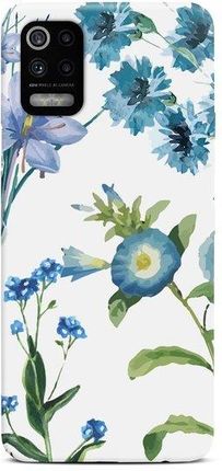 Casegadget Etui Nadruk Niebieskie Kwiaty Na Białym Lg K52 5G