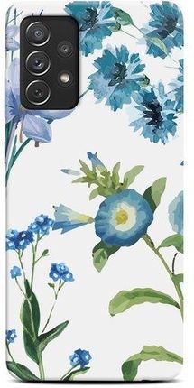 Casegadget Etui Nadruk Niebieskie Kwiaty Na Białym Samsung Galaxy A72 / A72 5G