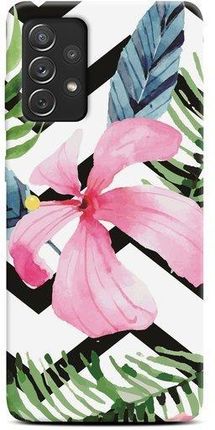 Casegadget Etui Nadruk Różowy Kwiat I Liście Samsung Galaxy A72 / A72 5G