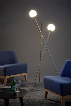 Lampa podłogowa LED Estiluz Asana P-3769 szara złota minimalistyczna