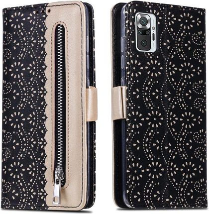 Xgsm Etui Wallet do Xiaomi Redmi Note 10 Pro / Pro Max Zipper Lace Black