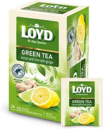 Herbata zielona z cytryną limonką imbirem Loyd x80