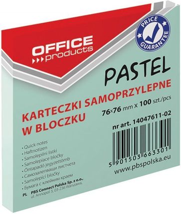 Office Products Notes Samoprzylepny 76X76 100K Pastel Zielony